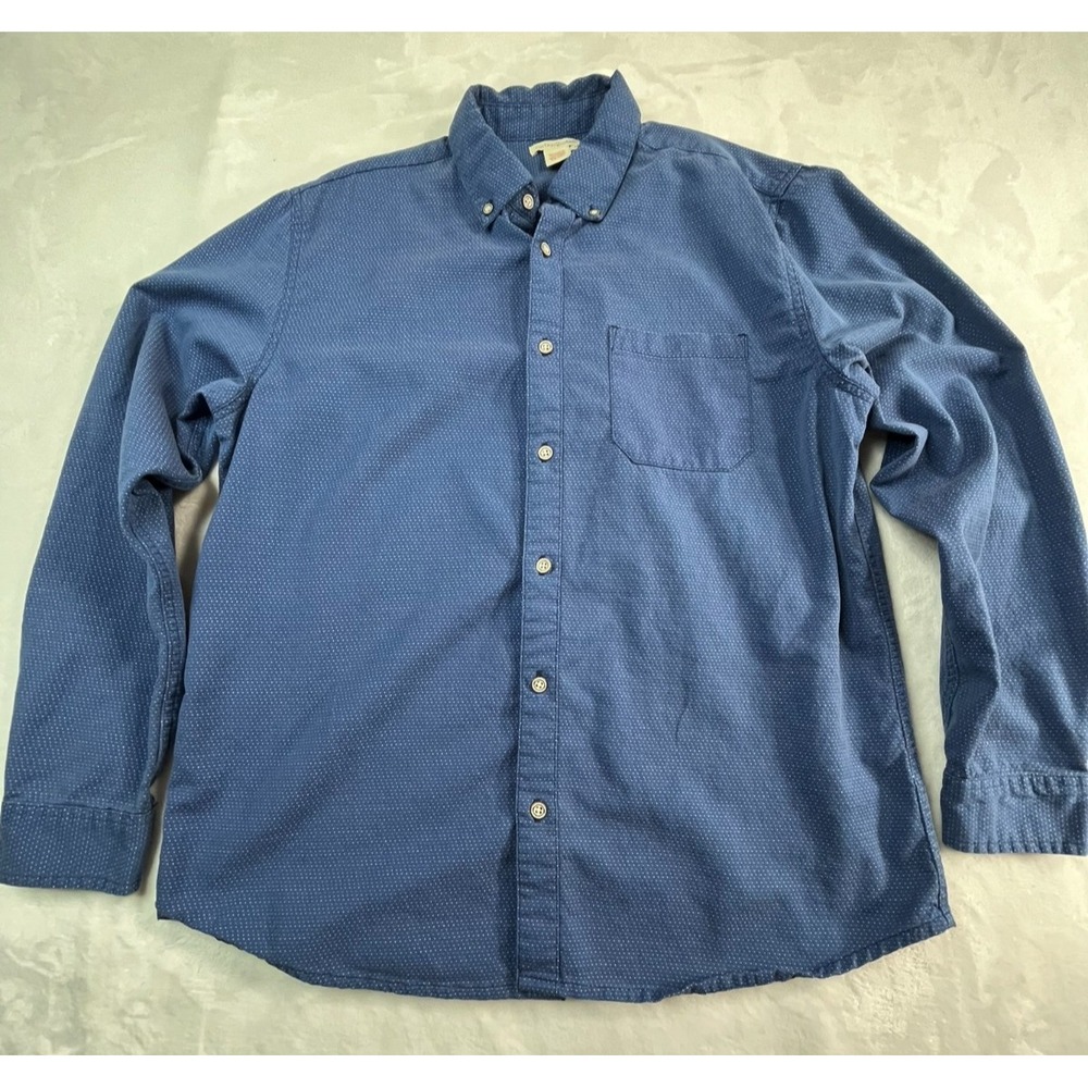 Carbon2Cobalt Mens M Shirt Button Down Blue Dotted‎ Cotton Long Sleeve